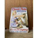 A VINTAGE STYLE 'CLASSIC AUTO SERVICE AND REPAIR' METAL SIGN