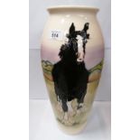 A LARGE LIMITED EDITION (48/50) MOORCROFT POTTERY SHIRE HORSE DESIGN VASE, CHIP TO PAINT (SEE PHOTO)