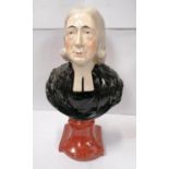 A C.1820-1840 STAFFORDSHIRE PEARLWARE POTTERY BUST OF JOHN WESLEY