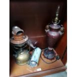 THREE ITEMS TO INCLUDE A VINTAGE METAL TILLEY LAMP