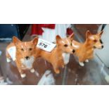 THREE BESWICK CERAMIC CORGI DOG FIGURES