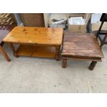 A PINE COFFEE TABLE AND AN INDONESIAN WOOD OCCASIONAL TABLE
