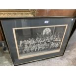 A LARGE FRAMED PENCIL SIGNED ENGRAVING