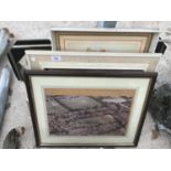 VARIOUS FRAMED PICTURES AND A MIRROR