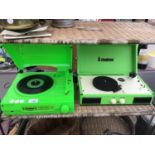 TWO STEEPLETONE FLORESCENT GREEN STEREO DECKS IN WORKING ORDER