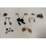 TEN ASSORTED PAIRS OF SILVER EARRINGS