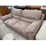 A SUEDE EFFECT TWO SEATER SOFA (AS NEW)