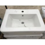 AN AS NEW AND BOXED VICTORIA PLUMB WHITE WASH BASIN 600 X 440 BAS1001