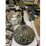 A TIFFANY STYLE LEADED GLASS TABLE LAMP