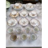 A 19TH CENTURY, POSSIBLY NEW HALL BONE CHINA TEA SET, WITH HAND PAINTED CONCH SHELL DESIGN