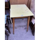 A RETRO DROP LEAF FORMICA KITCHEN TABLE