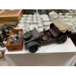 A LARGE MODEL ACTION MAN LAND ROVER TOGETHER WITH BOX OF PARTS