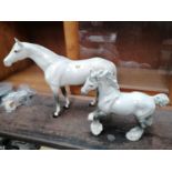 TWO BESWICK DAPPLE GREY HORSE MODELS, LARGE RACEHORSE A/F AND DANCING MARE