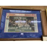 A FRAMED WORTHINGTON CUP FINAL TOTTENHAM V LEICESTER NEWSPAPER CUT OUT