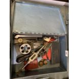 A METAL CASE OF ASSORTED TOOLS ETC