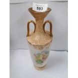 A VINTAGE ROYAL DOULTON FLORAL DESIGN VASE, A/F