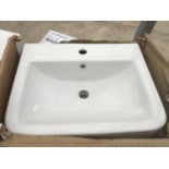 AN AS NEW AND BOXED VICTORIA PLUMB WHITE WASH BASIN 550 BAS1004
