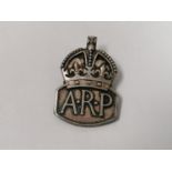 A SILVER A.R.P AIR RAID PRECAUTIONS BADGE