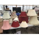 VARIOUS LAMP SHADES AND LAMPS