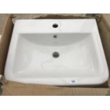 AN AS NEW AND BOXED VICTORIA PLUMB WHITE WASH BASIN 550 BAS1004