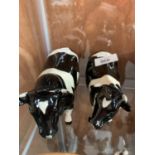 TWO BESWICK FRIESIAN CATTLE BULL AND COW CERAMIC MODELS