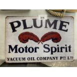 A 'PLUME MOTOR SPIRIT' VINTAGE STYLE METAL SIGN