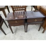 TWO STAG MINSTREL MAHOGANY BEDSIDE CHESTS