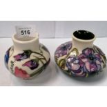 TWO MOORCROFT POTTERY VASES, CHIPS TO RIM