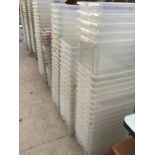 A LARGE QUANTITY OF PLASTIC STORAGE BOXES