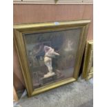 A LARGE GILT FRAMED PRINT OF A LADY