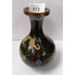 A CHINESE CLOISONNE BULBOUS FORM VASE WITH DRAGONS CHASING THE FLAMING PEARL DESIGN, UNMARKED TO