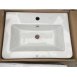 AN AS NEW AND BOXED VICTORIA PLUMB WHITE WASH BASIN 600 X 440 BAS1001