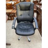 A BLACK LEATHER EFFECT OFFICE CHAIR