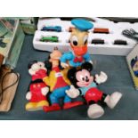 FOUR VINTAGE BENDY TOY DISNEY FIGURES, MICKEY ETC