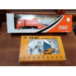 TWO BOXED ITEMS - TNT LORRY AND JCB DIE CAST 801 MODEL