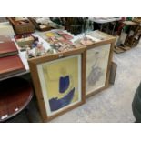 TWO WOODEN FRAMED MODERN ABSTRACT PRINTS