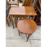 A POUL HUNDEVAD RETRO TEAK NEST OF TABLES - BEING A RECTANGULAR TABLE HOUSING FOUR SMALL CIRCULAR