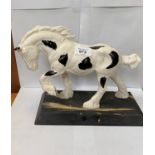 A BESWICK SHIRE HORSE ON WOODEN BASE