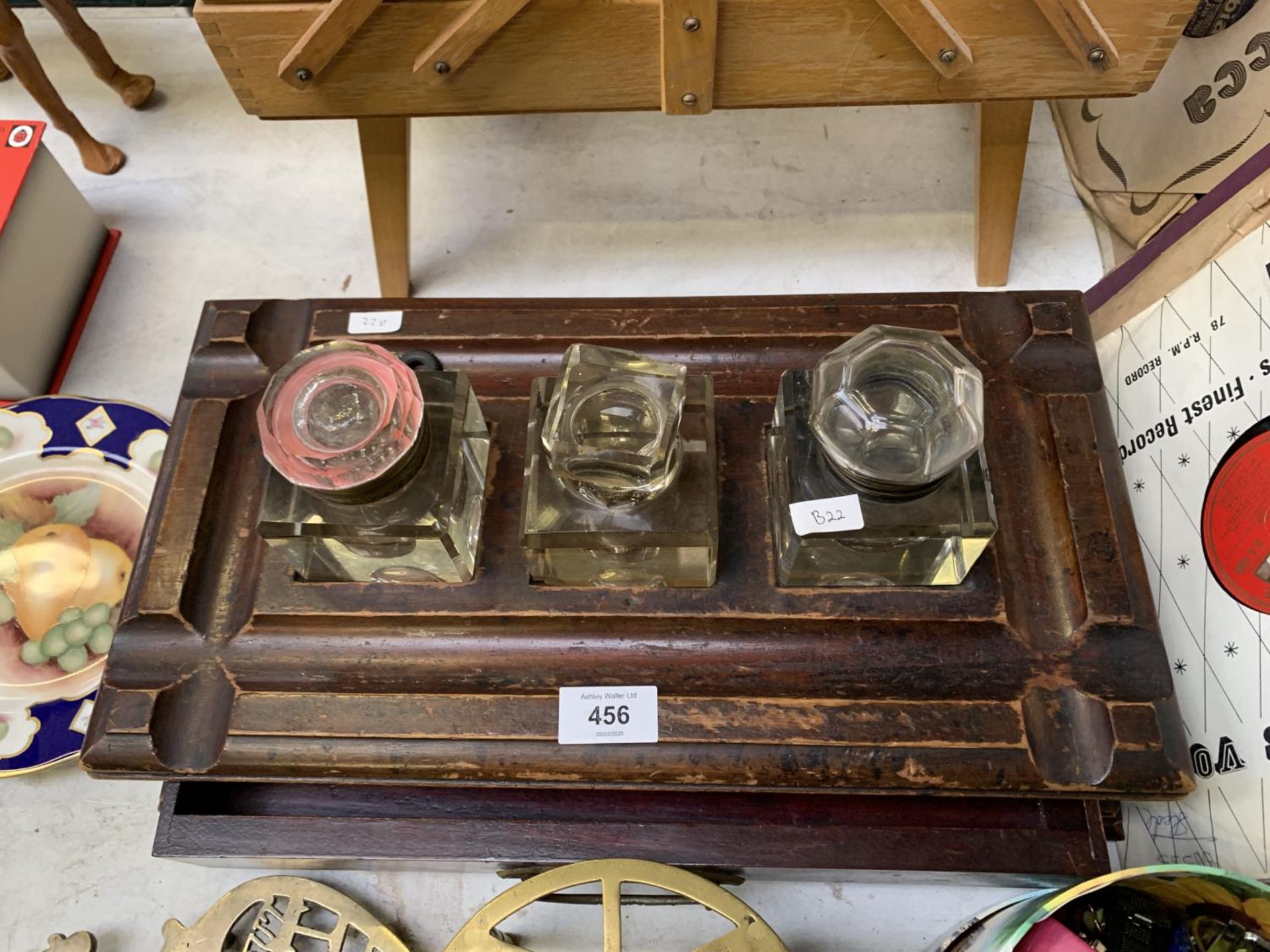 A VICTORIAN WRITING DESK SET