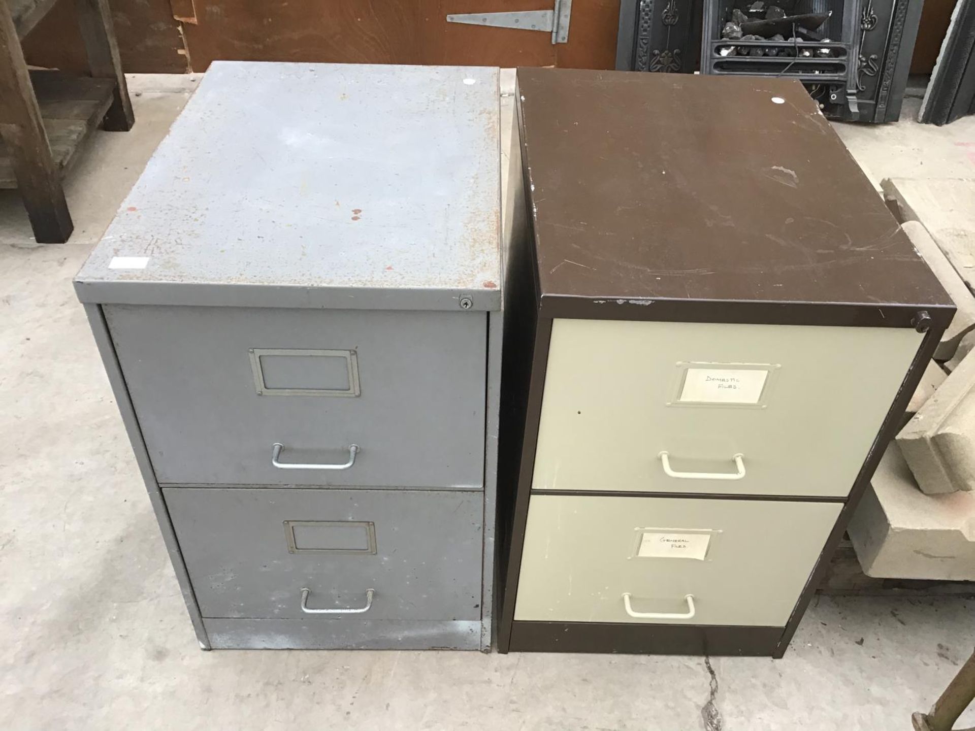 TWO METAL TWO DRAWER FILING CABINETS