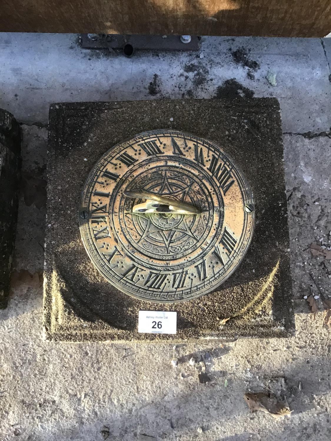 A SUNDIAL ON A CONCRETE BASE AND A CONCRETE BIRD BATH - Image 2 of 3