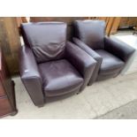 TWO LEATHER ARMCHAIRS