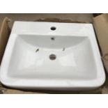 AN AS NEW AND BOXED VICTORIA PLUMB WHITE WASH BASIN 550 BAS1004