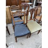 TWO OAK AND TWO MAHOGANY DINING CHAIRS
