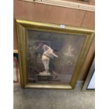 A LARGE GILT FRAMED PRINT OF A LADY