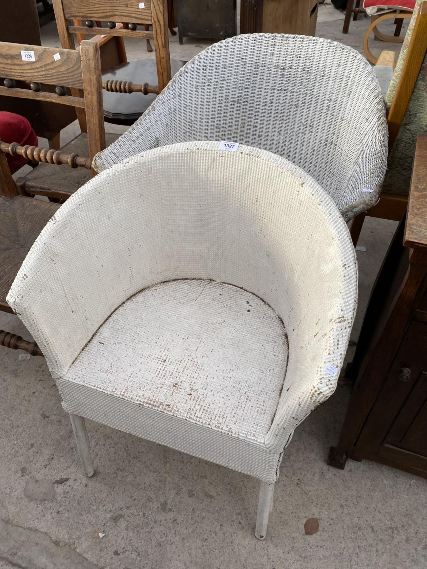 TWO LLOYD LOOM STYLE BEDROOM ARMCHAIRS