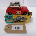 A CORGI TOYS MORRIS MINI COOPER COMPETITION MODEL DIE CAST CAR, WITH ASSOCIATED BOX, MODEL NUMBER
