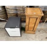 A MAPLE BEDSIDE CABINET AND A MODERN BEDSIDE CHEST OF TWO DRAWERS