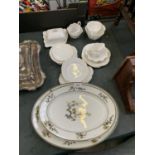 A SHELLEY PART TEA SET TOGETHER WITH TWO HAVILAND AND CO MEAT DISHES