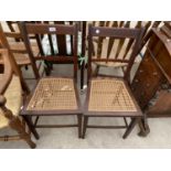 TWO MAHOGANY BEDROOM CHAIRS WITH RATTAN SEATS